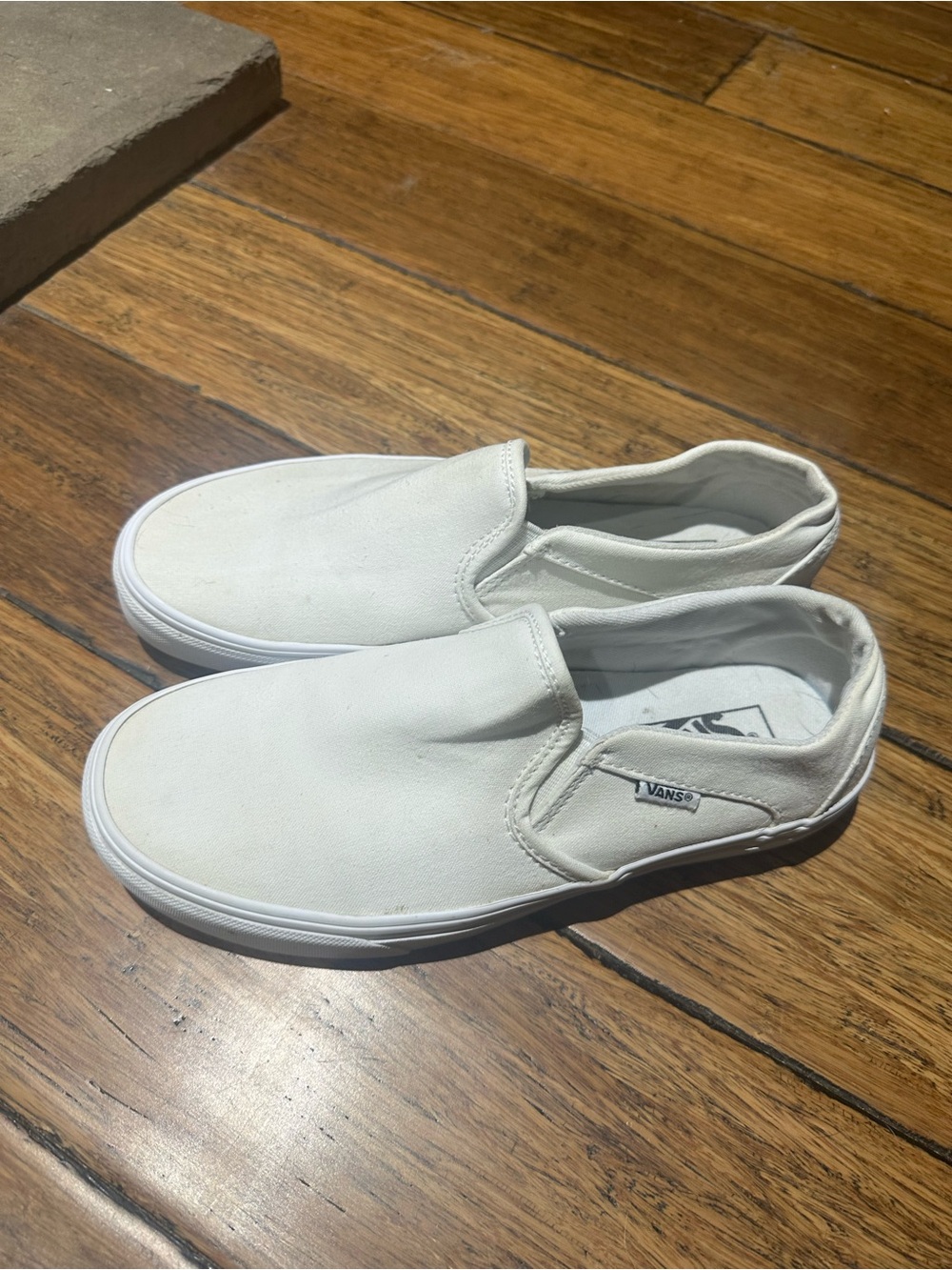 Vans White Slip-On Canvas Sneakers